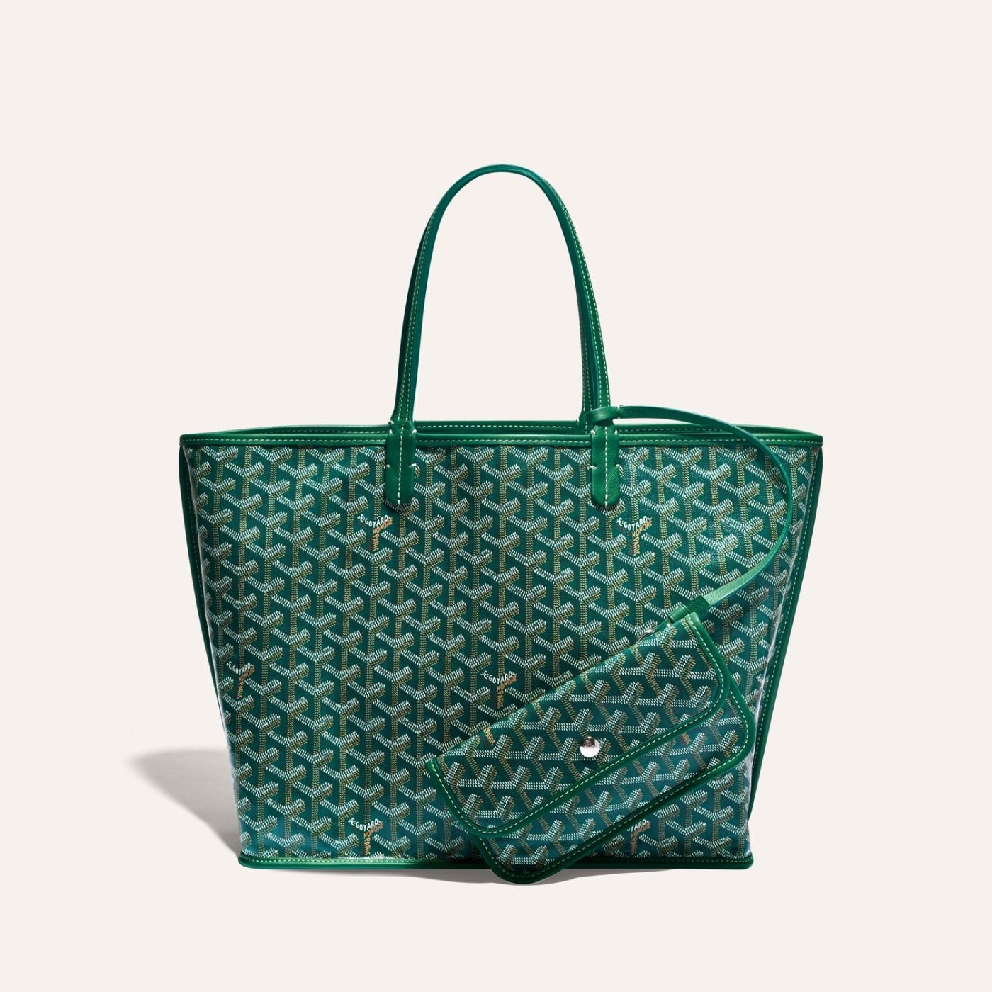 Goyard Goyardine Green Anjou PM Reversible Tote Palladium Hardware - Image 2